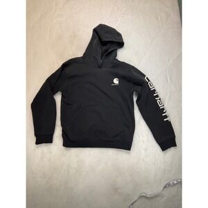 Carhartt Kids Black Long Sleeve Graphic Hoodie Size L G